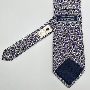 Vineyard Vines Kentucky Derby Silk Tie Purple Horseshoe Print USA 3.5in
